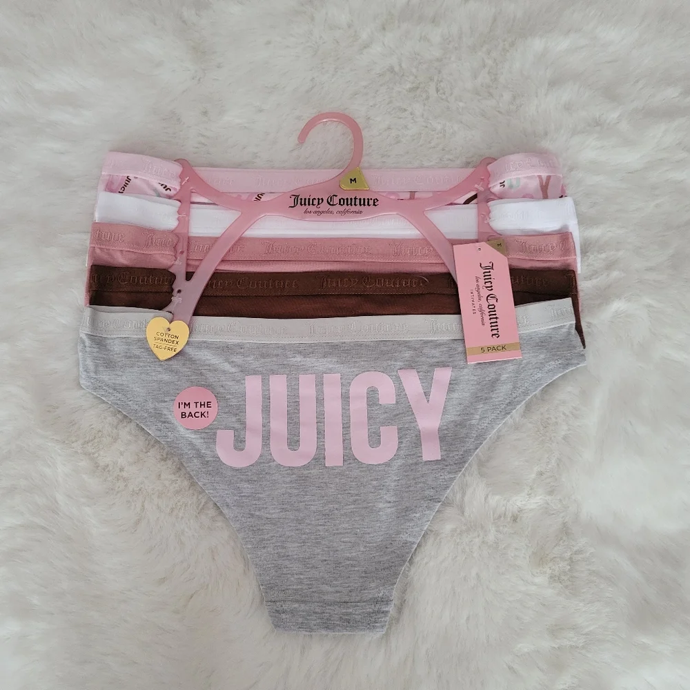 🩷9JUICY COUTURE BRAND NEW 5-PACK COTTON SPANDEX PANTIES SIZE M
